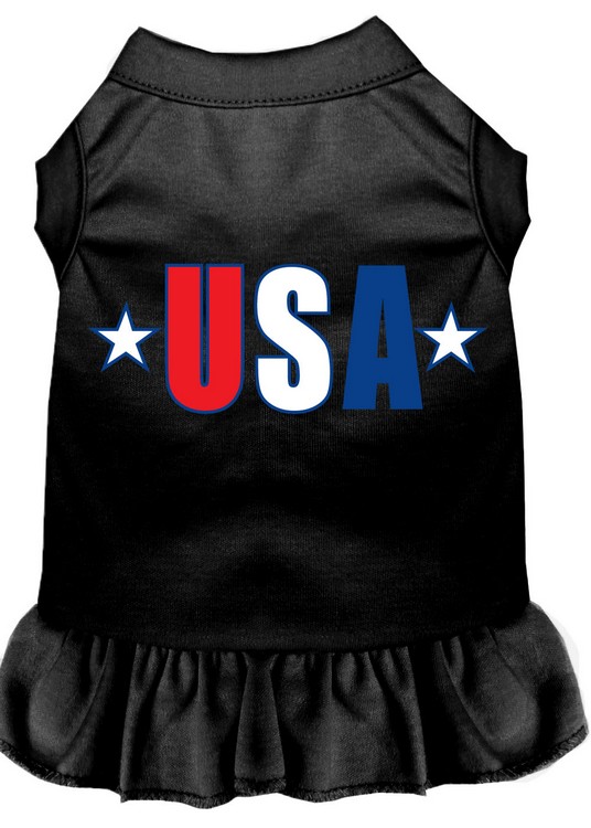 USA Star Screen Print Dress Black XS